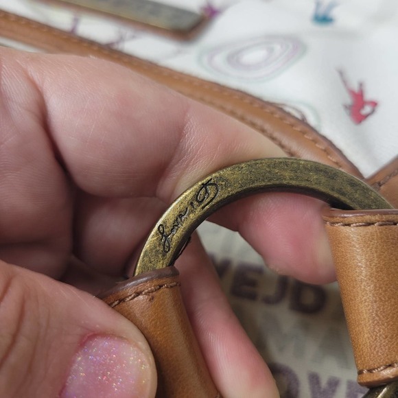 Junior Drake Love JD White Leather Novelty Print Shoulder Bag - Picture 12 of 15